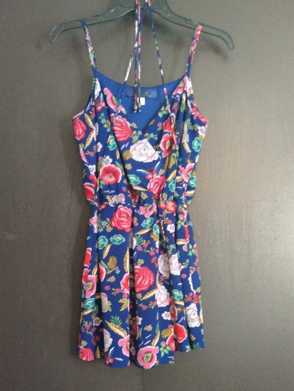 Floral Tie-Back Navy Romper